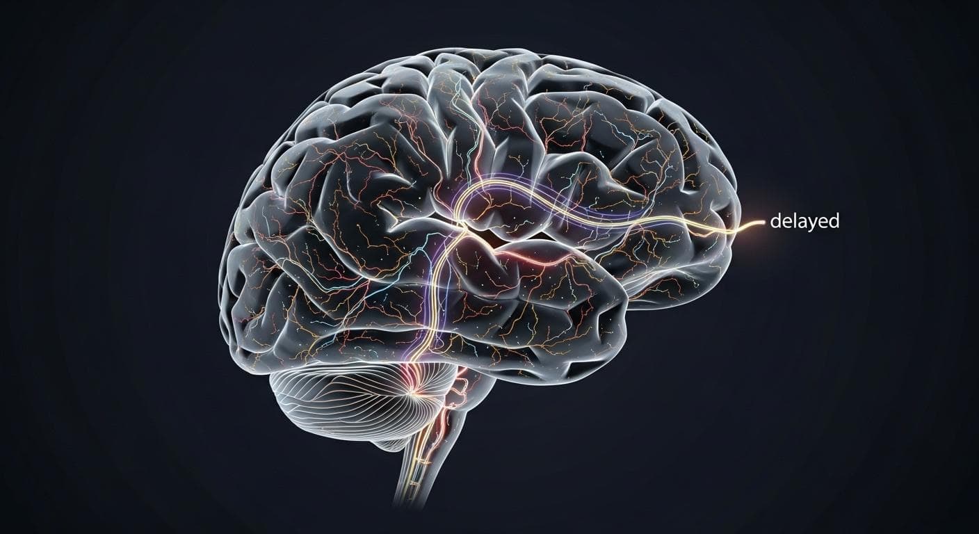A stylized diagram of the human brain showing neural pathways firing, representing the neurological explanation for phenomena like Déjà vu.