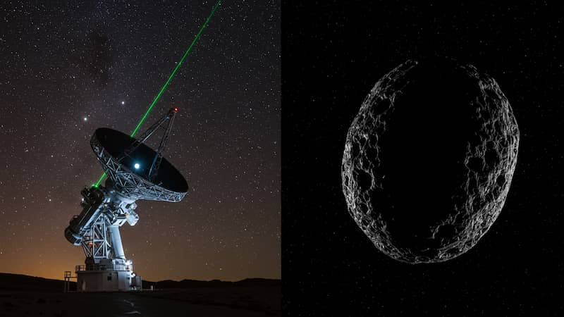 An artistic impression of powerful ground and space-based telescopes observing a mysterious object in deep space.