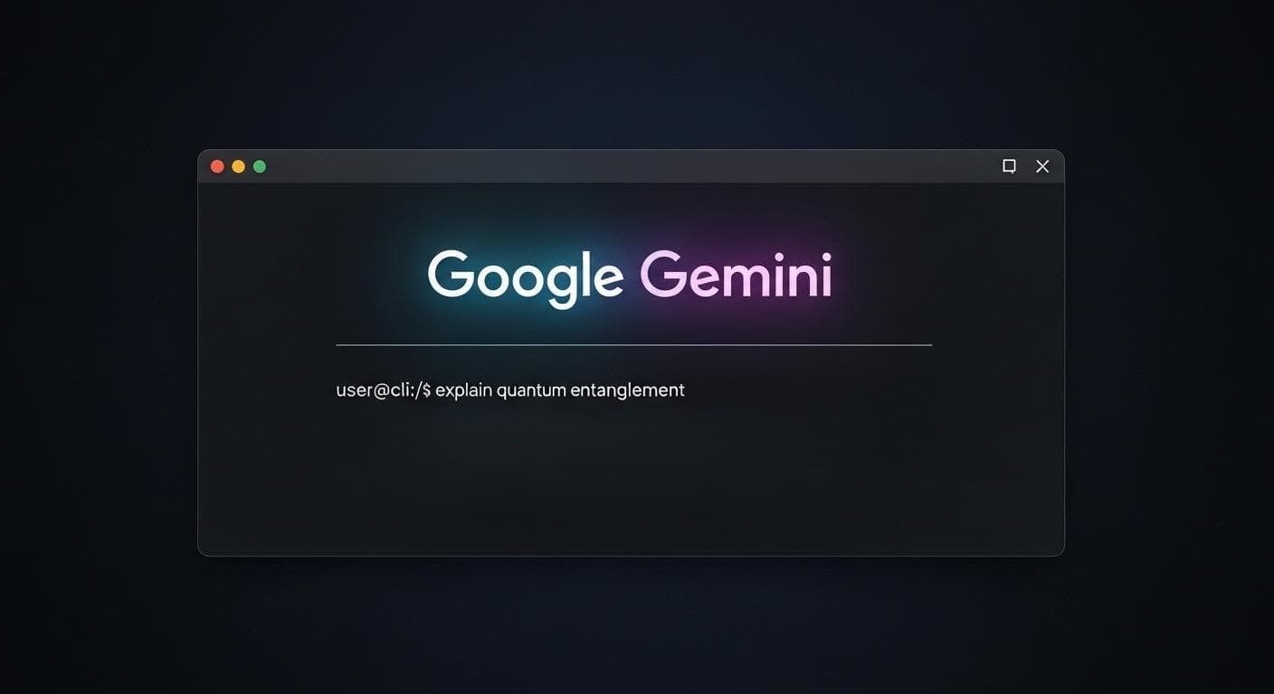 A conceptual, clean interface of the Gemini CLI in a terminal window, with its distinctive logo and a sample text interaction.